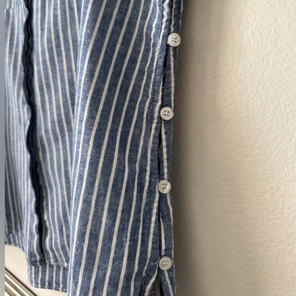 🆕️ Zara TRF Blue & White Stripes Shirt Dress. A-Line (Cotton-Linen) NWOT - Picture 8 of 12